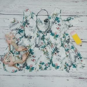 A.N.A. Patterned Cold Shoulder Blouse